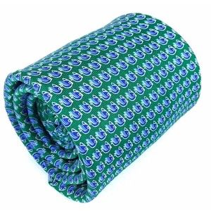 Jos A Bank Executive Collection Green Blue Birds Animal Pattern Silk Necktie 58"